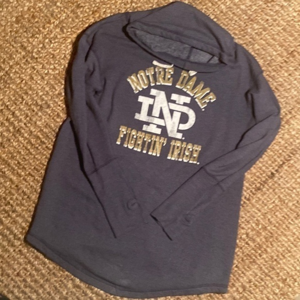 NOTRE DAME. Blue Sweatshirt with Cowl Neck.